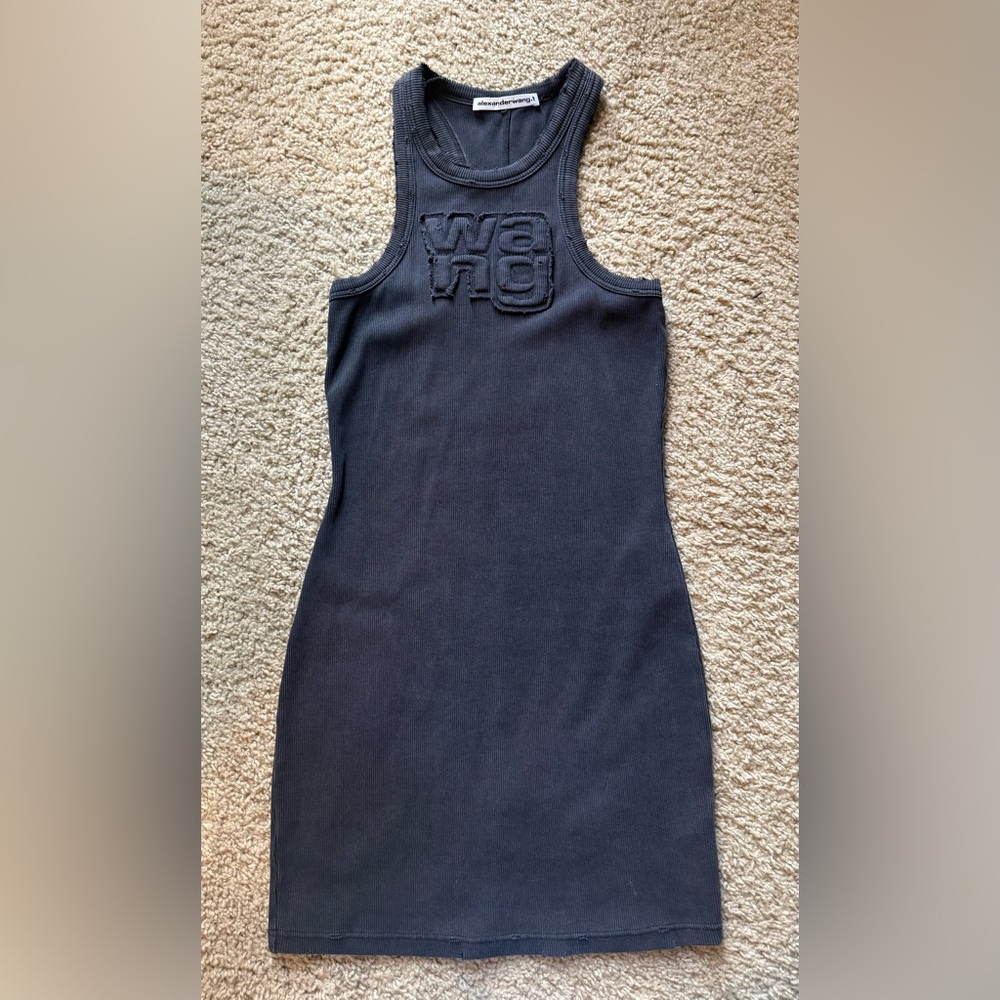 Alexander Wang Black Ribbed Racerback Dress